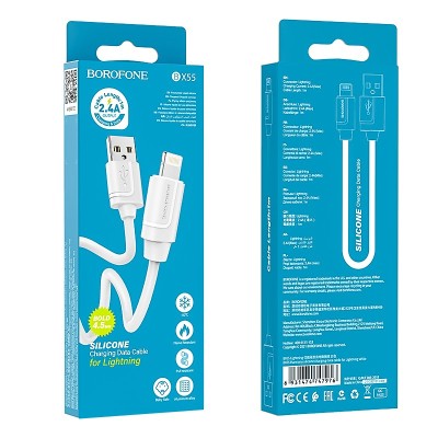 Usb Кабель-зарядка Lightning Borofone BX55 2.4A 1м белый Usb Кабель-зарядка Lightning Borofone BX55 2.4A 1м белый