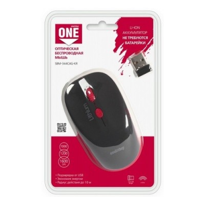 Мышь беспроводная с зарядкой от USB Smartbuy ONE 344CAG (SBM-344CAG-KR) черно-красная Мышь беспроводная с зарядкой от USB Smartbuy ONE 344CAG (SBM-344CAG-KR) черно-красная