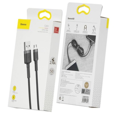 Usb Кабель-зарядка Micro Baseus Cafule 0.5м (CAMKLF-AG1) серебристо-черный Usb Кабель-зарядка Micro Baseus Cafule 0.5м (CAMKLF-AG1) серебристо-черный