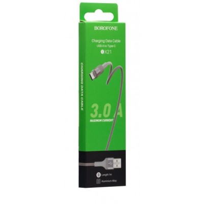Usb Кабель-зарядка Type-C Borofone Outstanding BX21 1м 3A серый Usb Кабель-зарядка Type-C Borofone Outstanding BX21 1м 3A серый