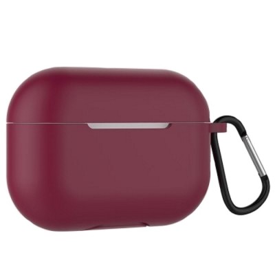 Силиконовый чехол для AirPods Pro c карабином бордовый Силиконовый чехол для AirPods Pro c карабином бордовый