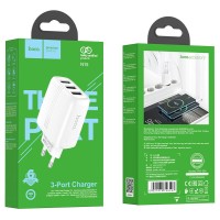 Сетевое зар. устр. Hoco N15 3USB 3.4A 17W белое