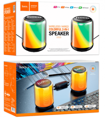 Bluetooth колонка Hoco BS56 Colorful (2 колонки) черная Bluetooth колонка Hoco BS56 Colorful (2 колонки) черная