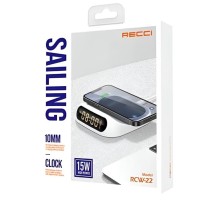 Беспроводное зарядное устройство + часы Recci RCW-22 15W белое