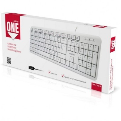 Клавиатура проводная Smartbuy ONE 210 USB/104+12 клавиш/1.5м, (SBK-210U-W) белая Клавиатура проводная Smartbuy ONE 210 USB/104+12 клавиш/1.5м, (SBK-210U-W) белая