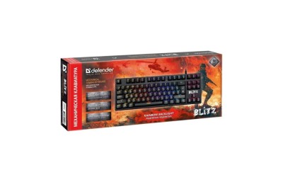 Механическая клавиатура Defender Blitz GK-240L RU,Rainbow Механические переключатели OUTEMU Blue
Звонкий звук / щелчок переключателей
Распознает одновременное нажатие до 25 клавиш
25 клавиш: Q, A, Z, W, S, X, E, D, C, R, F, V, T, G, B, M, Space, Tab, Ctrl, Alt, Shift, ↑↓←→.
Радужная подсветка
12 режимов подсветки
Подсветка символов и клавиш
Регулируемая яркость подсветки
Меняйте яркость подсветки с помощью комбинации клавиш FN+Стрелки вверх/вниз.
3-уровневая регулируемая яркость подсветки
Управление скоростью динамической подсветки FN+стрелки влево/вправо
Возможность выключения подсветки
Используйте кнопку Scroll Lock для полного отключения подсветки.
Повышенная износостойкость
Технология Double injection
Символы не сотрутся, так как клавиши отлиты из двух цветов пластика: черный для области кнопки и белый/прозрачный для символов.
Аппаратная блокировка клавиши WIN во время игры
Горячие клавиши для быстрого доступа к офисным, мультимедийным и интернет приложениям
Угол наклона клавиатуры регулируется с помощью выдвижных ножек