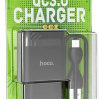 Сетевое зарядное устройство - Hoco C72Q с шнуром Type-C - 1USB 3A - черное