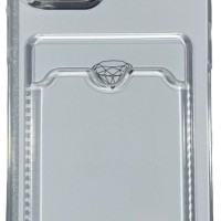Чехол-накладка силикон с карманом под карту i-Phone 12 6.1" прозрачная