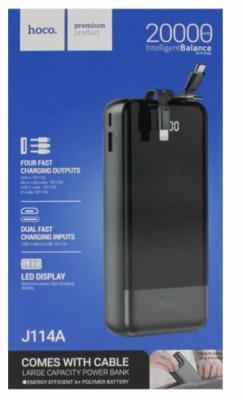 Powerbank Hoco J114A 20000mAh 1USB/1USB-C с проводом Type-C/Lightning/Micro черный Powerbank Hoco J114A 20000mAh 1USB/1USB-C с проводом Type-C/Lightning/Micro черный