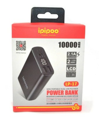 Powerbank Ipipoo LP-17 10000mAh 2USB 2.1A с индикатором черный Powerbank Ipipoo LP-17 10000mAh 2USB 2.1A с индикатором черный