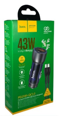 Автомобильное заряд. устр. Hoco NZ8 1USB/1C + кабель TC-L 18W/25W серый Автомобильное заряд. устр. Hoco NZ8 1USB/1C + кабель TC-L 18W/25W серый