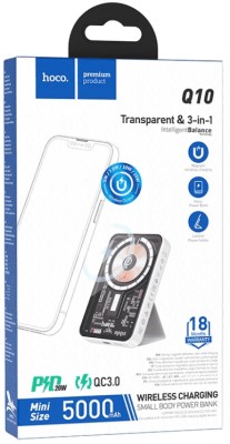 Беспроводное заряд. устр. + Powerbank Hoco Q10 1USB-C 20W/ 5000mAh прозрачное Беспроводное заряд. устр. + Powerbank Hoco Q10 1USB-C 20W/ 5000mAh прозрачное