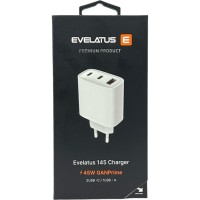 Сетевое зар. устр. Evelatus 145 1USB/2C 22.5W/45W белое