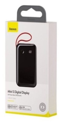 Powerbank Baseus Mini S Digital Display с кабелем Lightning 10000mAh 3A  (PPXF-E09) красно-черный Powerbank Baseus Mini S Digital Display с кабелем Lightning 10000mAh 3A  (PPXF-E09) красно-черный