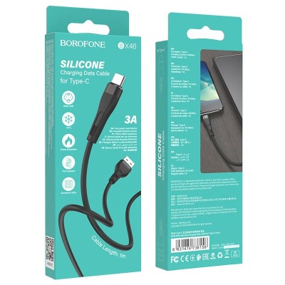 Usb Кабель-зарядка Type-C Borofone BX46 Rush silicone 3A 1м силиконовый чёрный Usb Кабель-зарядка Type-C Borofone BX46 Rush silicone 3A 1м силиконовый чёрный