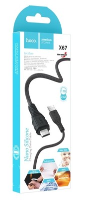 Usb Кабель-зарядка Micro Hoco X67 Nano 2.4A 1м мягкий силиконовый черный Usb Кабель-зарядка Micro Hoco X67 Nano 2.4A 1м мягкий силиконовый черный