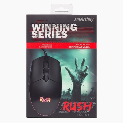 Мышь проводная игровая Smartbuy Rush 714 USB/DPI 800-1200-1600-2400/6 кнопок/LED/1.8м черная Мышь проводная игровая Smartbuy Rush 714 USB/DPI 800-1200-1600-2400/6 кнопок/LED/1.8м черная