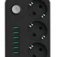 Сетевой фильтр CX-U613-B 3 розетки/6USB 4.1A 1.8м черный