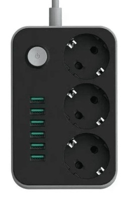 Сетевой фильтр CX-U613-B 3 розетки/6USB 4.1A 1.8м черный Сетевой фильтр CX-U613-B 3 розетки/6USB 4.1A 1.8м черный