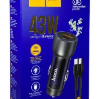 Автомобильное заряд. устр. Hoco NZ8 1USB/1C + кабель TC-TC 18W/25W серый