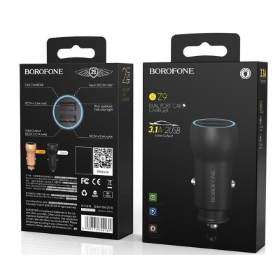 Автомобильное заряд. устр. Borofone BZ9 2USB 3.1A черное Автомобильное заряд. устр. Borofone BZ9 2USB 3.1A черное