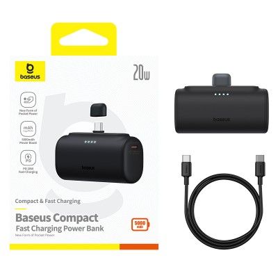 Powerbank Baseus Compact с быстрой зарядкой USB-C, 20W/5000mAh черный Powerbank Baseus - Fast Charging USB-C Powerbank (20W) - 5000mAh - Compact Series - schwarz