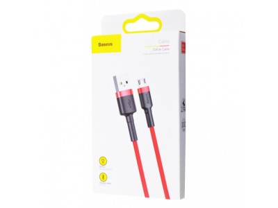 Usb Кабель-зарядка Micro Baseus Cafule 2.1A 1м (CAMKLF-B09) красно-черный Usb Кабель-зарядка Micro Baseus Cafule 2.1A 1м (CAMKLF-B09) красно-черный