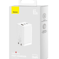 Сетевое зар. устр. Baseus GaN5 Pro Fast Charger 1USB+2C 65W CCGP120202 белое