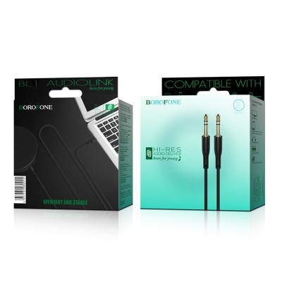 Аудиокабель AUX 3,5mm Borofone 1м BL1 черный Аудиокабель AUX 3,5mm Borofone 1м BL1 черный