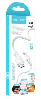 Usb Кабель-зарядка Micro Hoco X67 Nano 2.4A 1м мягкий силиконовый белый Usb Кабель-зарядка Micro Hoco X67 Nano 2.4A 1м мягкий силиконовый белый