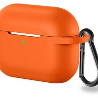 Силиконовый чехол для AirPods Pro c карабином папайя