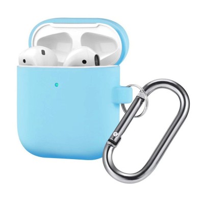 Силиконовый чехол для AirPods с карабином голубой Силиконовый чехол для AirPods с карабином голубой