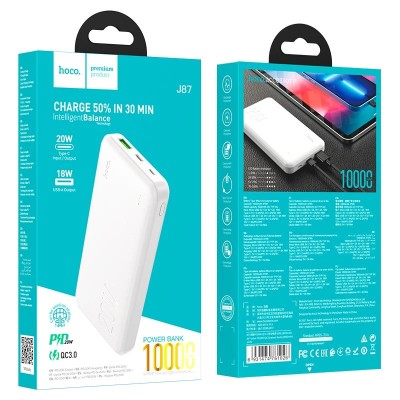 Powerbank Hoco J87 10000mAh 1USB/1C 18W/20W белый Powerbank Hoco J87 10000mAh 1USB/1C 18W/20W белый