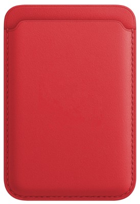 Кожаный чехол-бумажник для карт и визиток MagSafe Leather Wallet для Apple i-Phone красный Кожаный чехол-бумажник для карт и визиток MagSafe Leather Wallet для Apple i-Phone красный