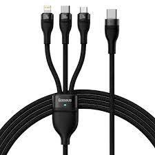 Usb-C Кабель-зарядка Micro+Lightning+Type-C Baseus Flash 100W 1.5м (CASS030201) черный Usb-C Кабель-зарядка Micro+Lightning+Type-C Baseus Flash 100W 1.5м (CASS030201) черный