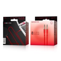 Аудиокабель AUX 3.5мм Borofone BL1 1м силиконовый красный