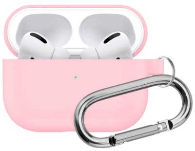Силиконовый чехол для AirPods Pro c карабином розовый Силиконовый чехол для AirPods Pro c карабином розовый