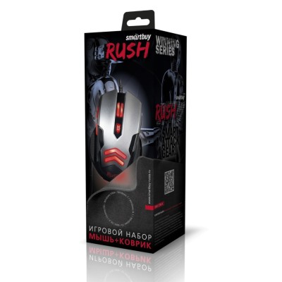Мышь проводная игровая Smartbuy Rush 729 USB/DPI 800-1200-2400-3200/6 кнопок/LED/1.5м черно-серая Мышь проводная игровая Smartbuy Rush 729 USB/DPI 800-1200-2400-3200/6 кнопок/LED/1.5м черно-серая