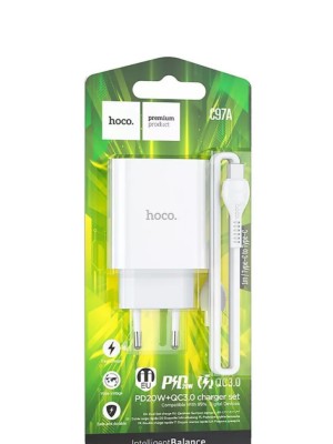 Сетевое зар. устр. Hoco C97A с шнуром Type-C на Type-C 1USB/1С PD3.0/QC3.0 20W/18W белое Сетевое зар. устр. Hoco C97A с шнуром Type-C на Type-C 1USB/1С PD3.0/QC3.0 20W/18W практичный аксессуар для вашего смартфона. С его помощью вы можете быстро и эффективно заряжать свои девайсы. Модель оснащена многоуровневой системой защиты от перегрева, перегрузки и короткого замыкания. Сила тока составляет 3 A, мощность - 20 W. На торце аксессуара размещен разъём USB-C, USB-A. Стандартный штекер ЕС. Интелектуальный баланс. Вес одного зарядного устройства: 48 г.