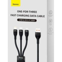 Usb Кабель-зарядка Micro+Lightning+Type-C Baseus Flash 6A 1.2м (CASS040001) черный