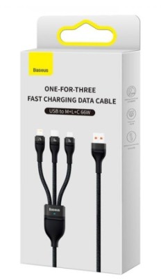 Usb Кабель-зарядка Micro+Lightning+Type-C Baseus Flash 6A 1.2м (CASS040001) черный Usb Кабель-зарядка Micro+Lightning+Type-C Baseus Flash 6A 1.2м (CASS040001) черный