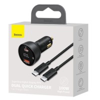 Автомобильное заряд. устр. Baseus Supreme Digital Disp 1USB 1С 100W с каб. T-C T-C(TZCCZX-01) черное