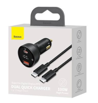 Автомобильное заряд. устр. Baseus Supreme Digital Disp 1USB 1С 100W с каб. T-C T-C(TZCCZX-01) черное Автомобильное заряд. устр. Baseus Supreme Digital Disp 1USB 1С 100W с каб. T-C T-C(TZCCZX-01) черное