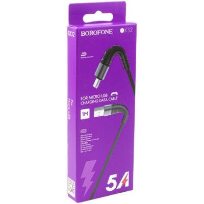 Usb Кабель-зарядка Micro Borofone BX32 Munificent 5A 1м черный Usb Кабель-зарядка Micro Borofone BX32 Munificent 5A 1м черный