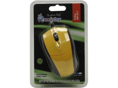 Мышь проводная Smartbuy 325 USB/DPI 1000/3 кнопки/1.5м (SBM-325-Y) желтая Мышь проводная Smartbuy 325 USB/DPI 1000/3 кнопки/1.5м (SBM-325-Y) желтая
