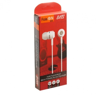 Наушники с микрофоном Faison Q4 Bass 1.2м белые Наушники с микрофоном Faison Q4 Bass 1.2м белые