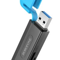 Картридер Borofone 2TB 5Gbps USB3.0 чёрно-синий