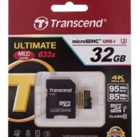 micro SDHC карта памяти Transcend 32GB Class 10 UHS-I U3 633X 95/85 Mb (с адаптером SD)
