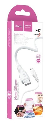 Usb Кабель-зарядка Type-C на Type-C Hoco X67 Nano 3A 60W 1м мягкий силиконовый белый Usb Кабель-зарядка Type-C на Type-C Hoco X67 Nano 3A 60W 1м мягкий силиконовый белый