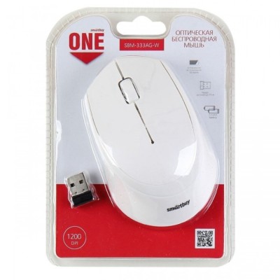 Мышь беспроводная Smartbuy ONE 333AG USB/DPI 1200/3 кнопки/2AAA белая (SBM-333AG-W) Мышь беспроводная Smartbuy ONE 333AG USB/DPI 1200/3 кнопки/2AAA белая (SBM-333AG-W)